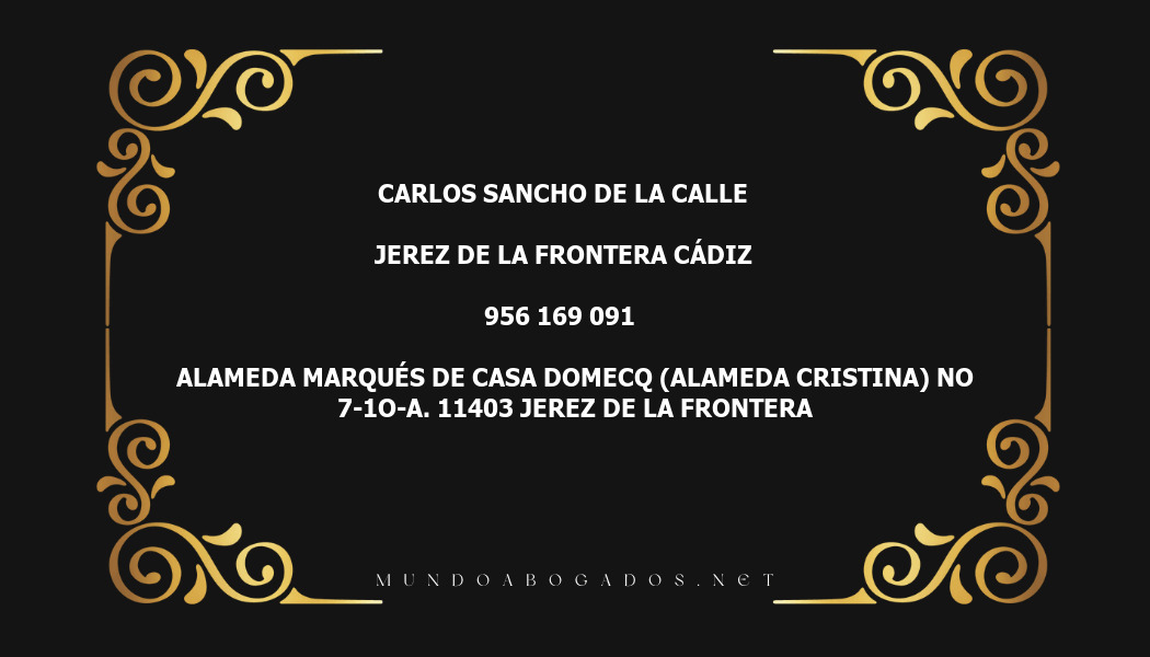 abogado Carlos Sancho De La Calle en la localidad de Jerez de la Frontera