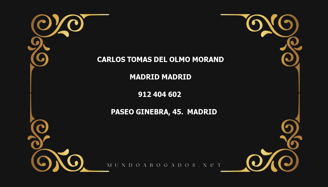 abogado Carlos Tomas Del Olmo Morand en la localidad de Madrid