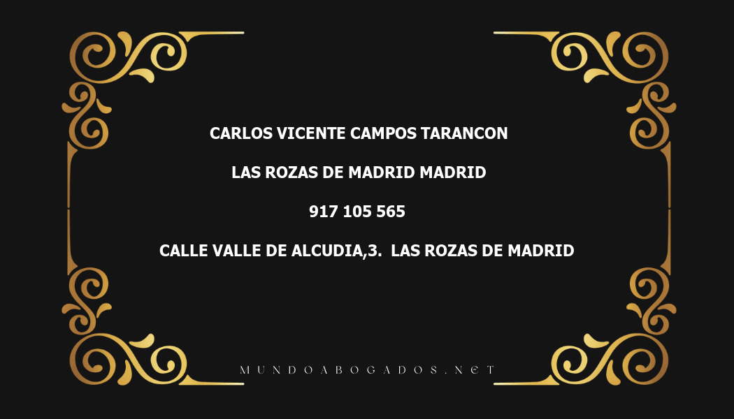 abogado Carlos Vicente Campos Tarancon en la localidad de Las Rozas de Madrid