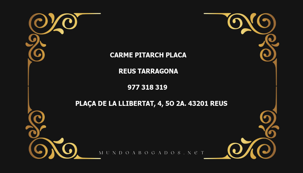 abogado Carme Pitarch Placa en la localidad de Reus