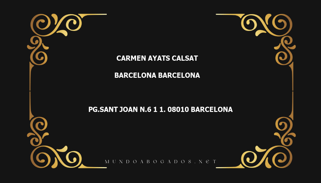 abogado Carmen Ayats Calsat en la localidad de Barcelona