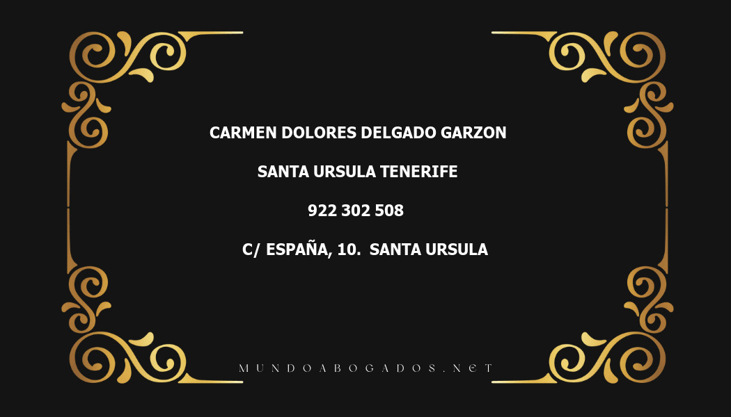 abogado Carmen Dolores Delgado Garzon en la localidad de Santa Ursula