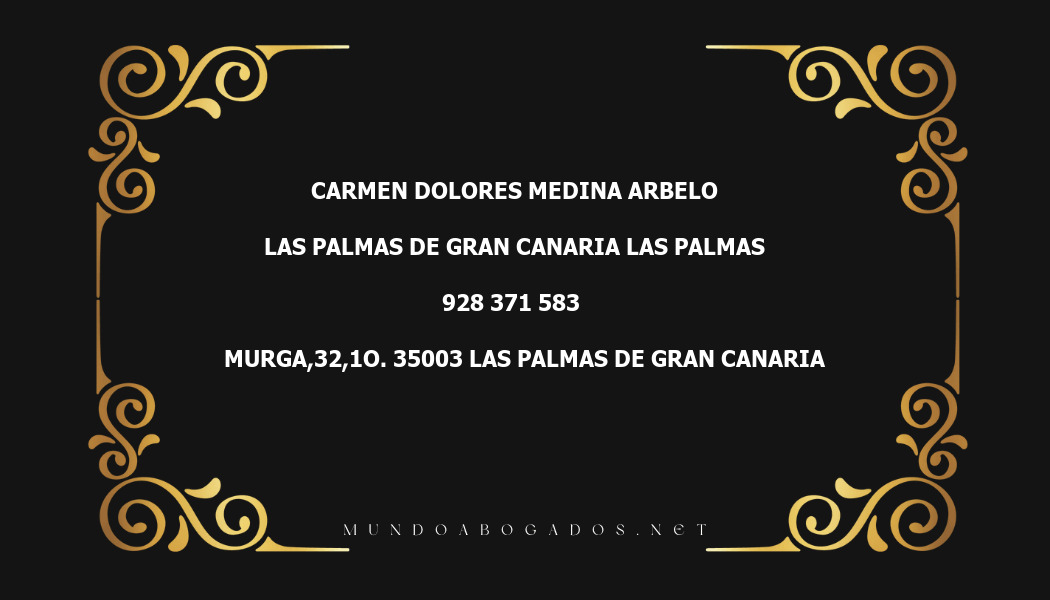 abogado Carmen Dolores Medina Arbelo en la localidad de Las Palmas de Gran Canaria