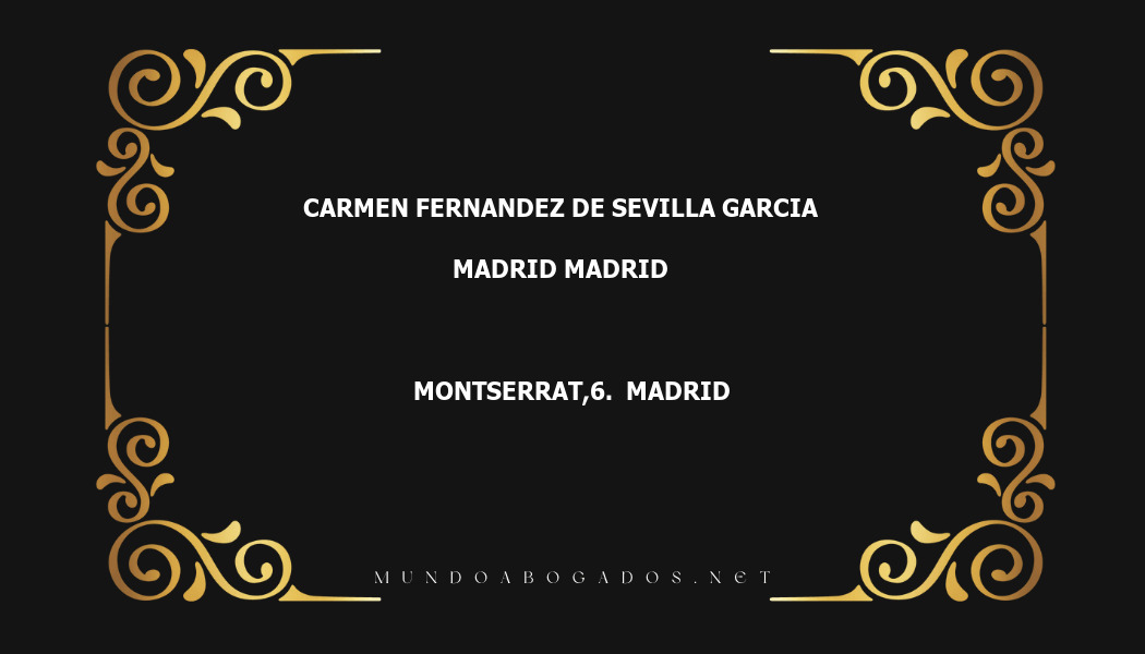 abogado Carmen Fernandez De Sevilla Garcia en la localidad de Madrid