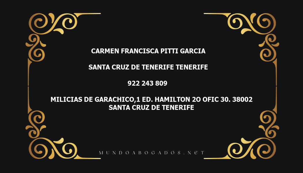 abogado Carmen Francisca Pitti Garcia en la localidad de Santa Cruz de Tenerife