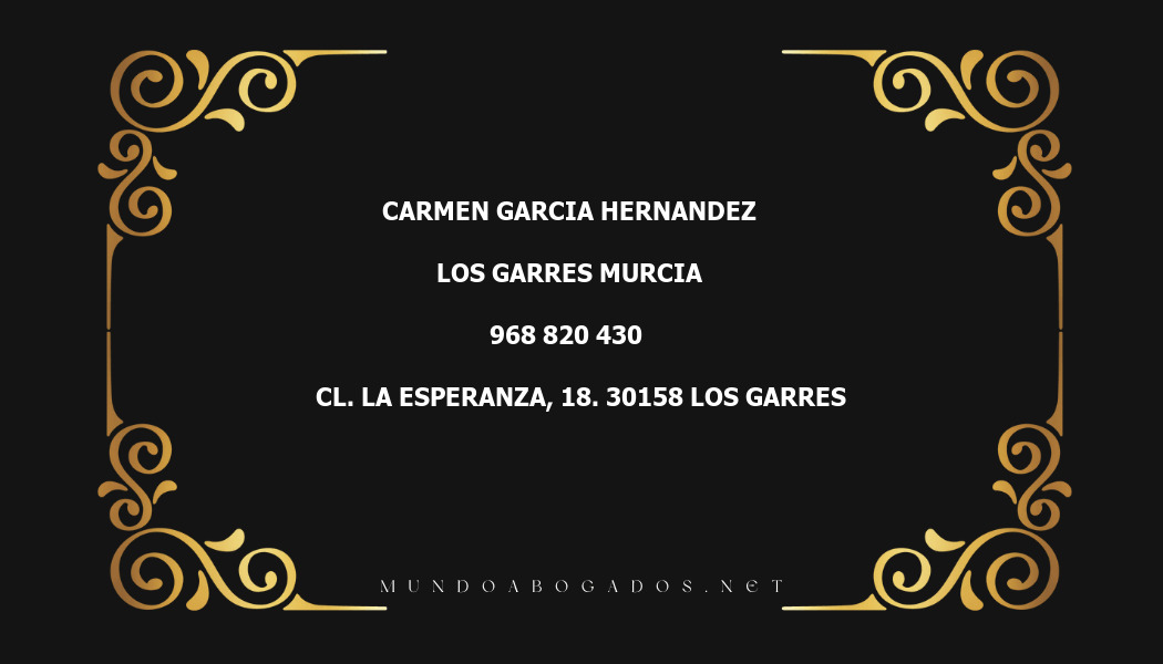 abogado Carmen Garcia Hernandez en la localidad de Los Garres