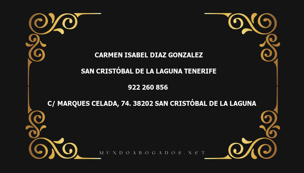 abogado Carmen Isabel Diaz Gonzalez en la localidad de San Cristóbal de La Laguna