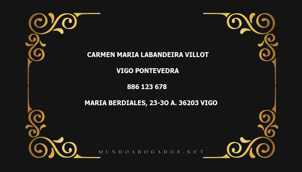 abogado Carmen Maria Labandeira Villot en la localidad de Vigo