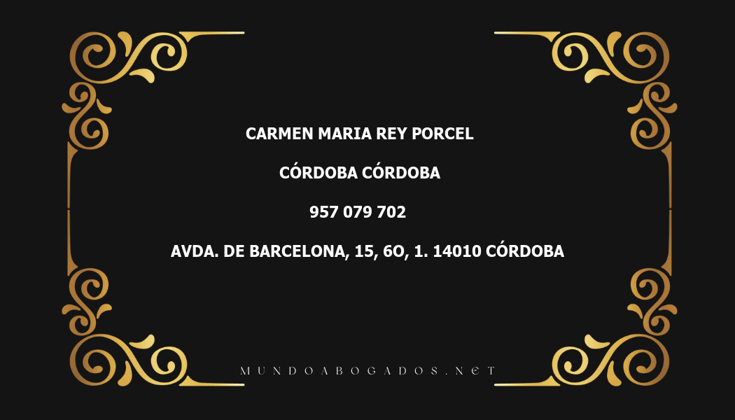 abogado Carmen Maria Rey Porcel en la localidad de Córdoba