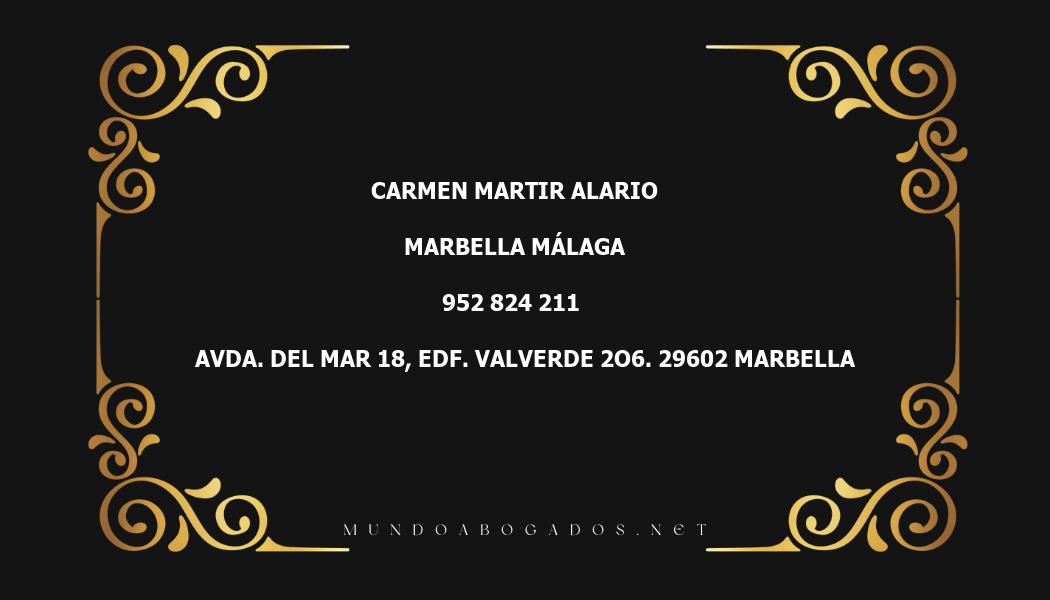 abogado Carmen Martir Alario en la localidad de Marbella