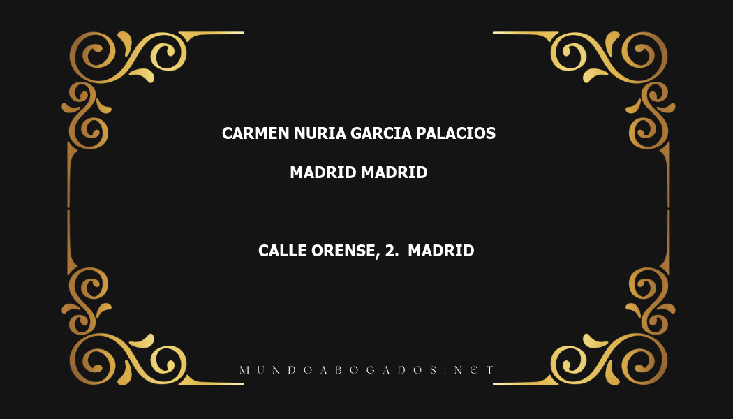 abogado Carmen Nuria Garcia Palacios en la localidad de Madrid