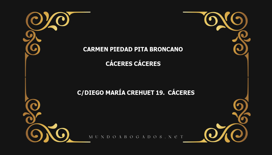 abogado Carmen Piedad Pita Broncano en la localidad de Cáceres