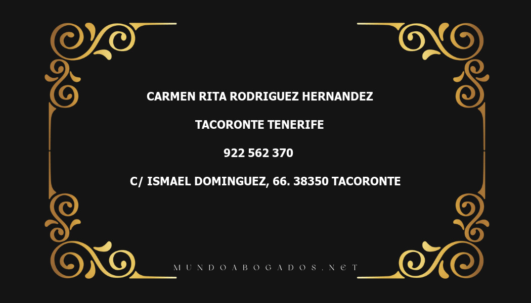 abogado Carmen Rita Rodriguez Hernandez en la localidad de Tacoronte