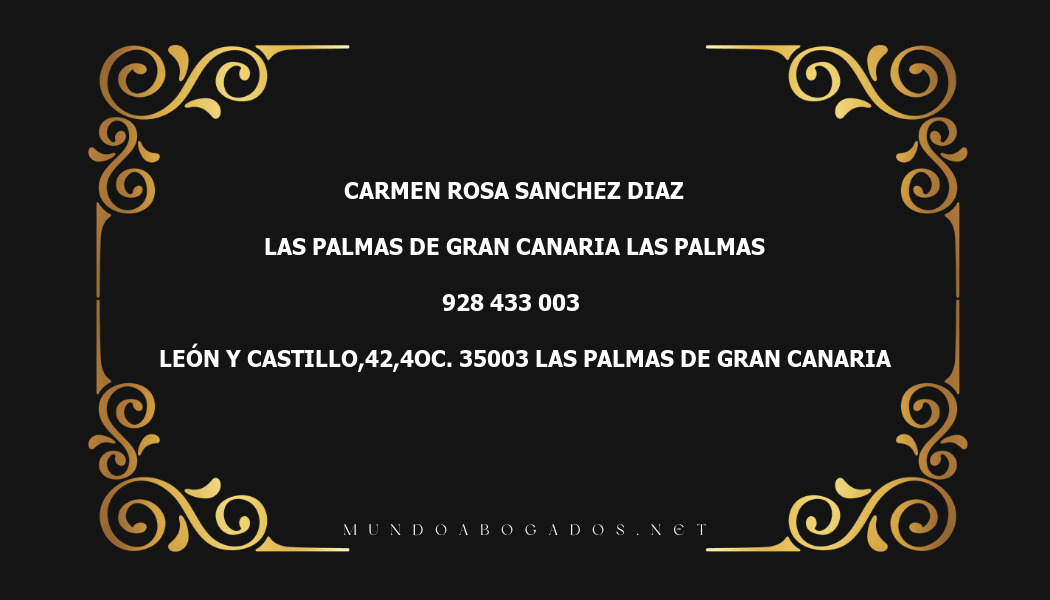 abogado Carmen Rosa Sanchez Diaz en la localidad de Las Palmas de Gran Canaria