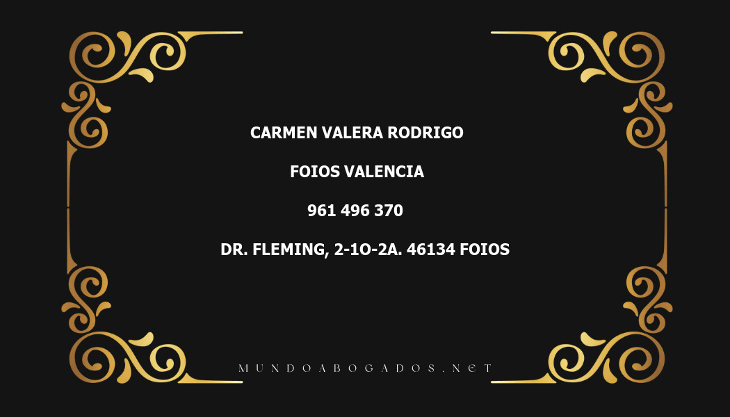 abogado Carmen Valera Rodrigo en la localidad de Foios