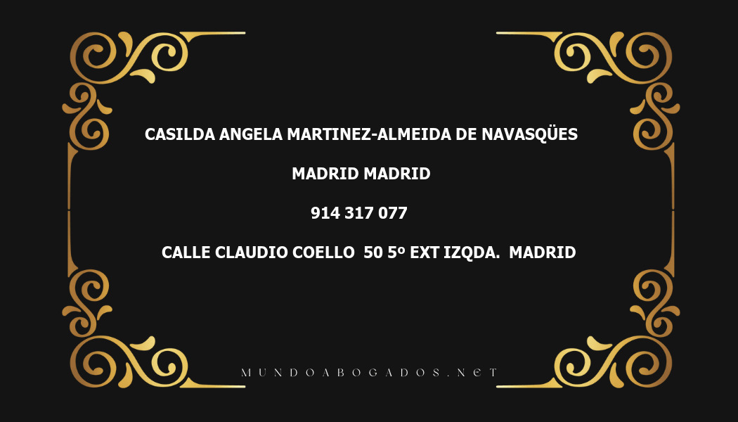 abogado Casilda Angela Martinez-Almeida De Navasqües en la localidad de Madrid