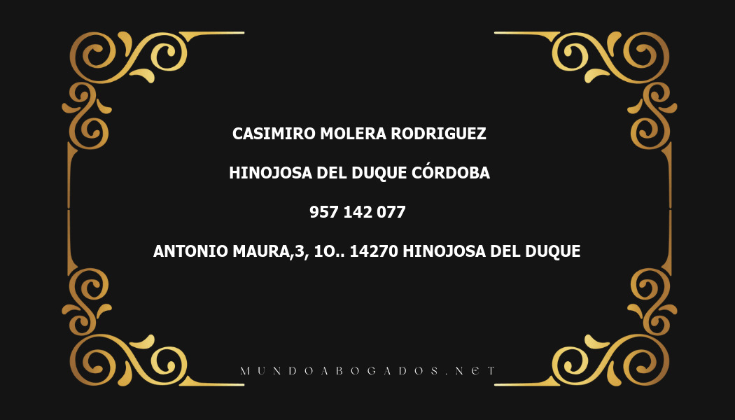 abogado Casimiro Molera Rodriguez en la localidad de Hinojosa del Duque