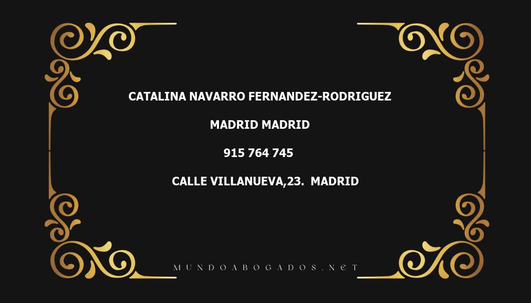 abogado Catalina Navarro Fernandez-Rodriguez en la localidad de Madrid