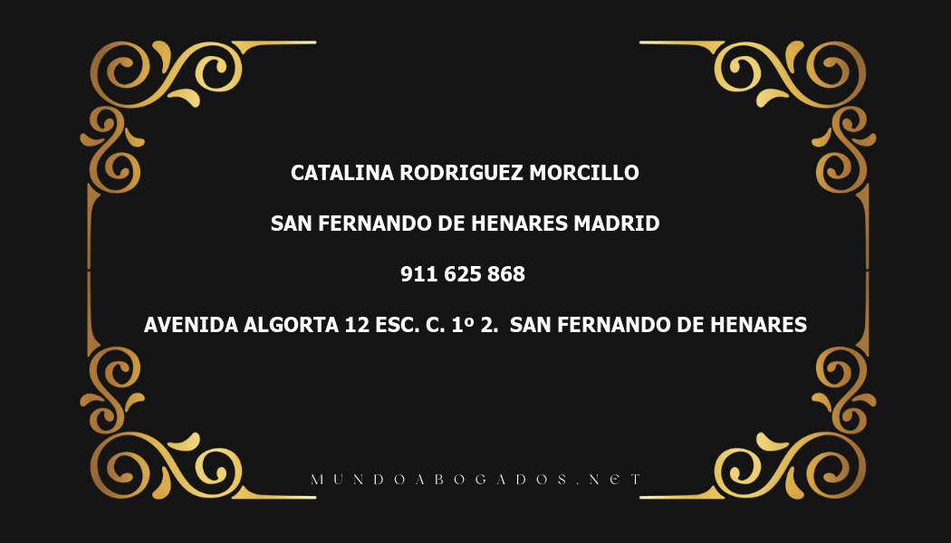 abogado Catalina Rodriguez Morcillo en la localidad de San Fernando de Henares