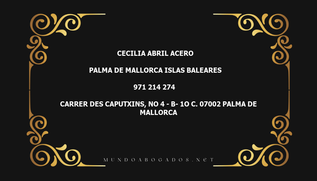 abogado Cecilia Abril Acero en la localidad de Palma de Mallorca