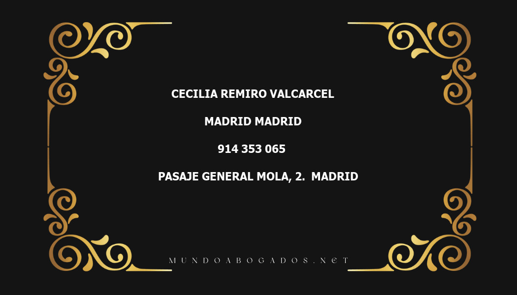 abogado Cecilia Remiro Valcarcel en la localidad de Madrid