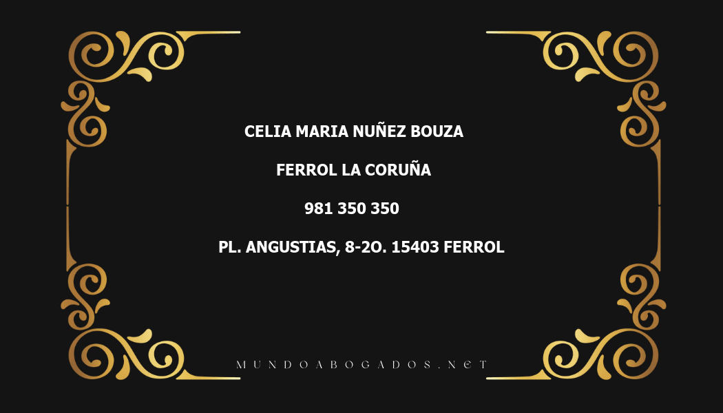 abogado Celia Maria Nuñez Bouza en la localidad de Ferrol