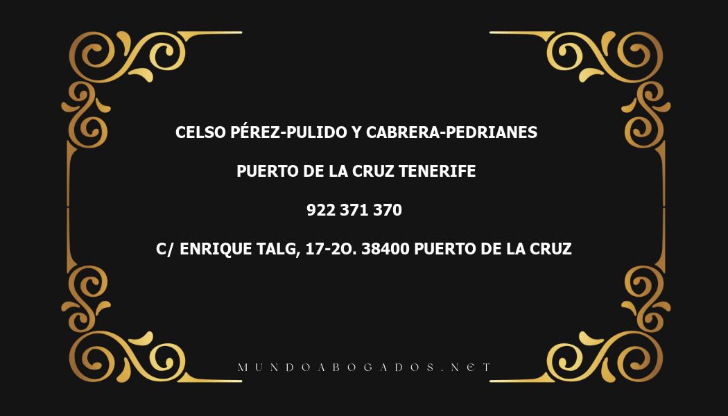 abogado Celso Pérez-Pulido Y Cabrera-Pedrianes en la localidad de Puerto de la Cruz