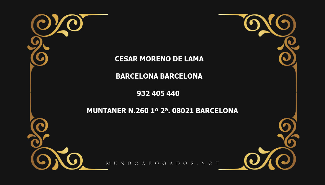 abogado Cesar Moreno De Lama en la localidad de Barcelona