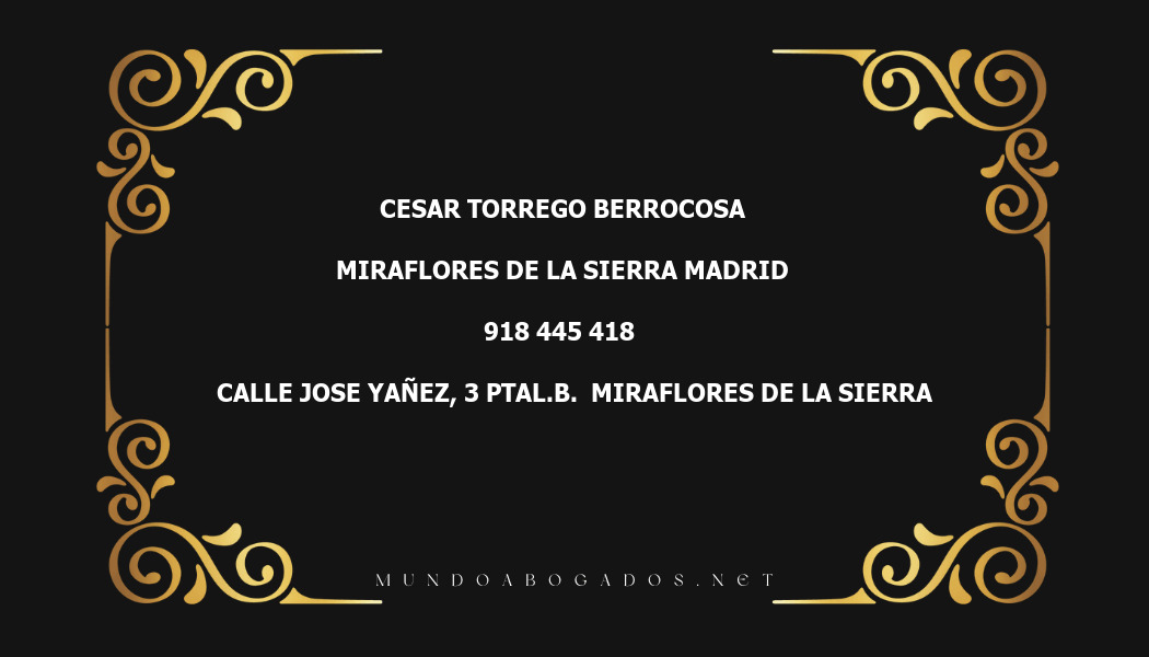 abogado Cesar Torrego Berrocosa en la localidad de Miraflores de la Sierra