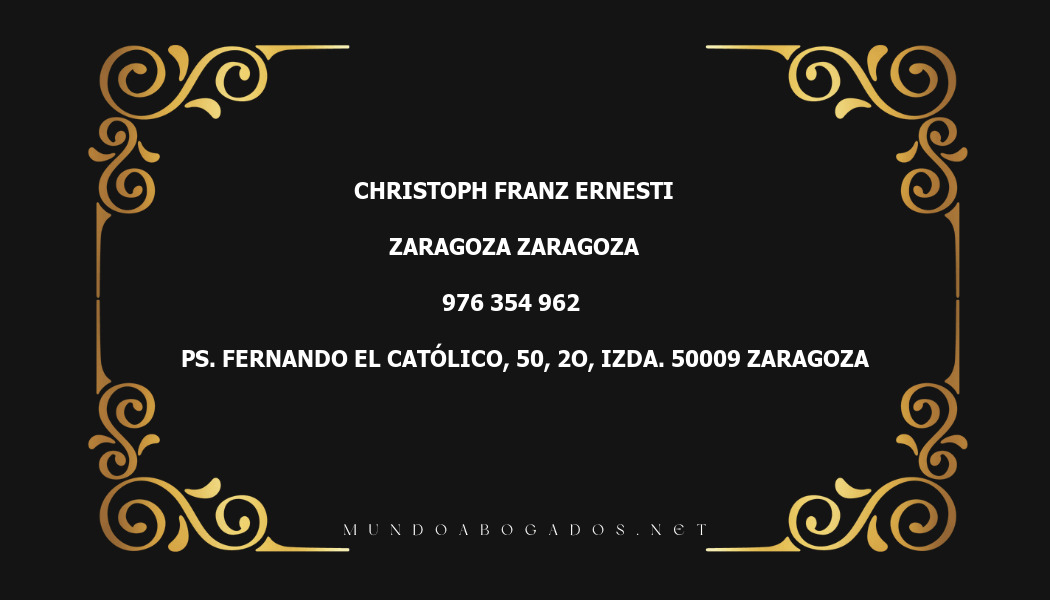 abogado Christoph Franz Ernesti en la localidad de Zaragoza