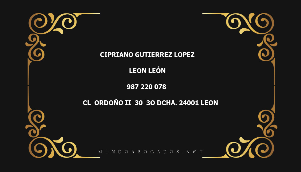 abogado Cipriano Gutierrez Lopez en la localidad de Leon