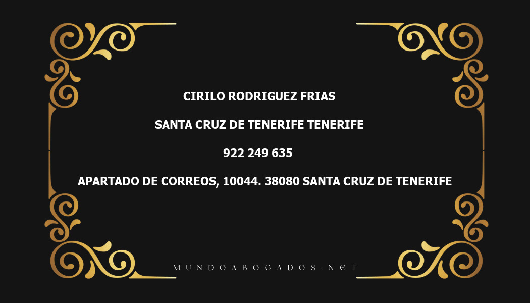 abogado Cirilo Rodriguez Frias en la localidad de Santa Cruz de Tenerife