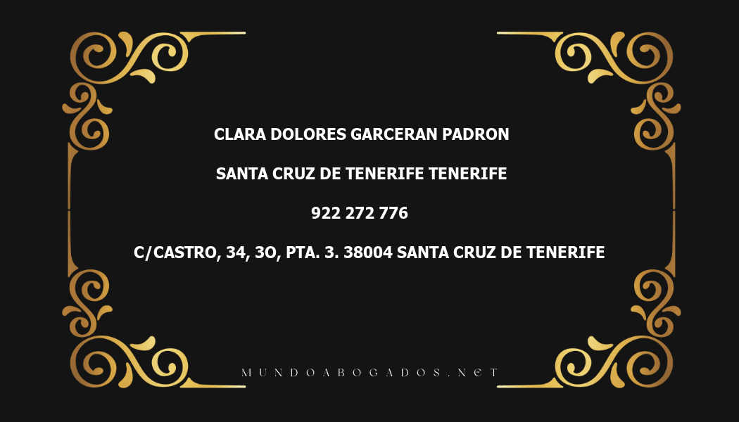 abogado Clara Dolores Garceran Padron en la localidad de Santa Cruz de Tenerife