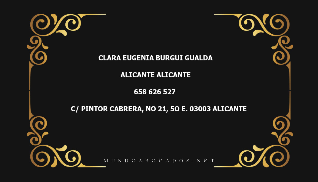 abogado Clara Eugenia Burgui Gualda en la localidad de Alicante