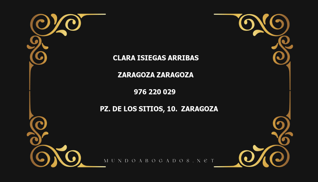 abogado Clara Isiegas Arribas en la localidad de Zaragoza