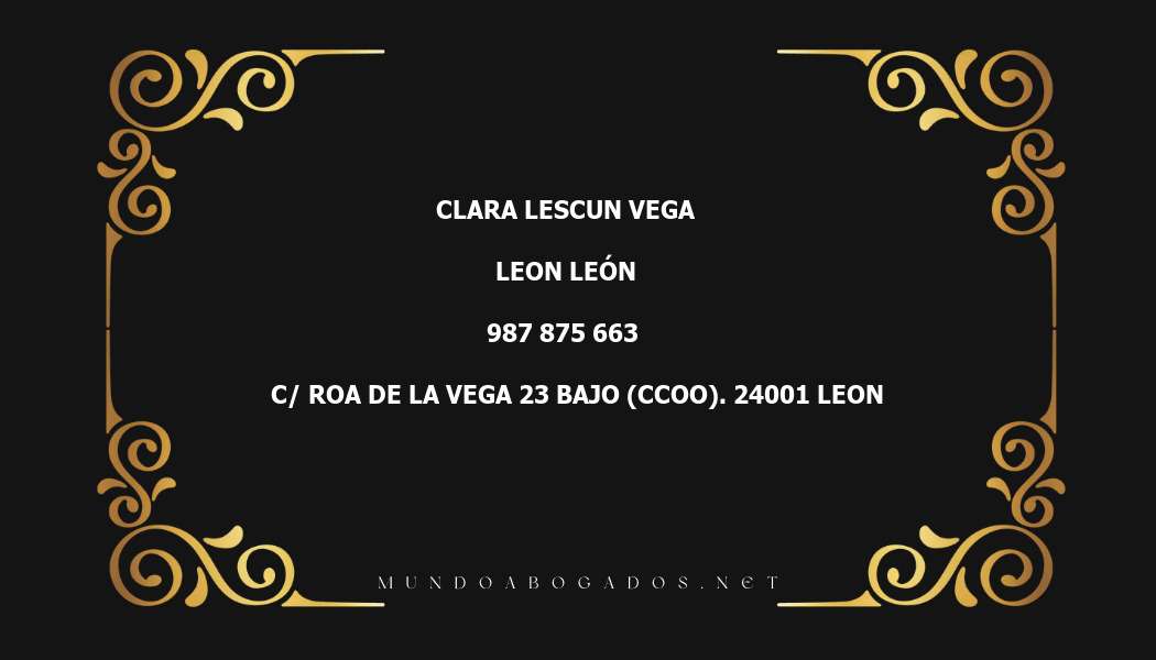 abogado Clara Lescun Vega en la localidad de Leon