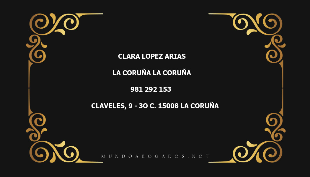 abogado Clara Lopez Arias en la localidad de La Coruña