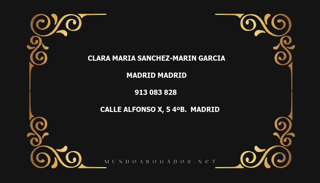 abogado Clara Maria Sanchez-Marin Garcia en la localidad de Madrid