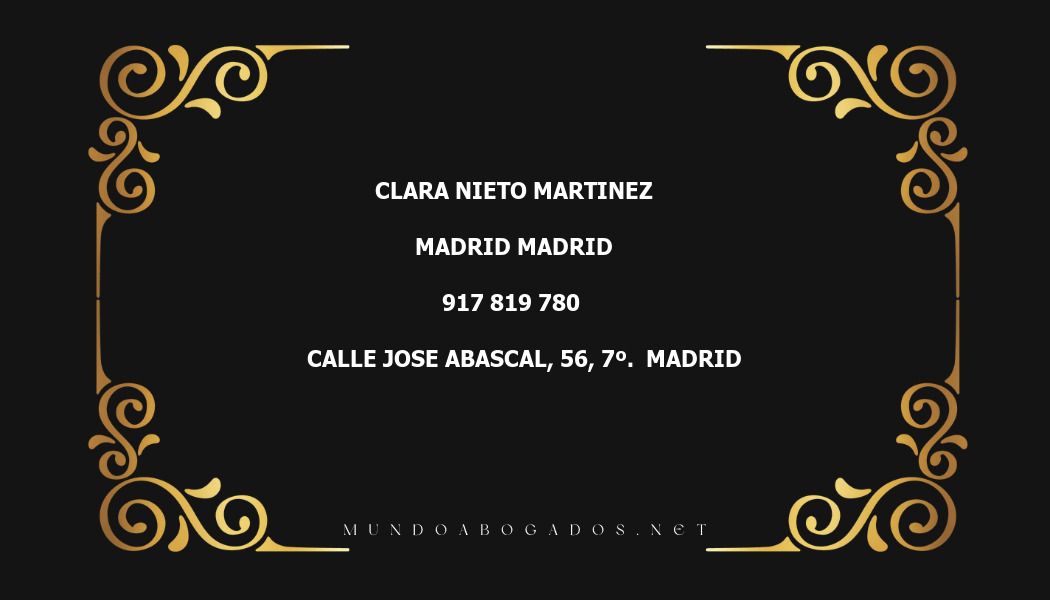 abogado Clara Nieto Martinez en la localidad de Madrid