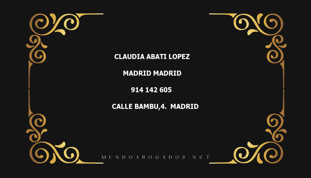 abogado Claudia Abati Lopez en la localidad de Madrid