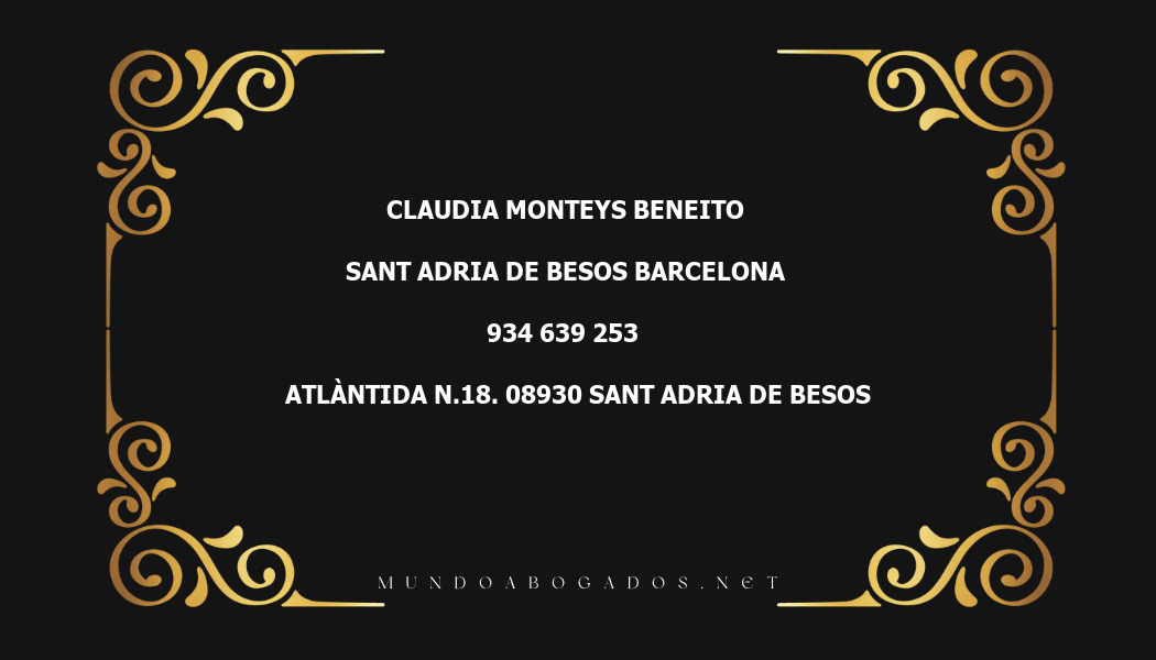 abogado Claudia Monteys Beneito en la localidad de Sant Adria de Besos