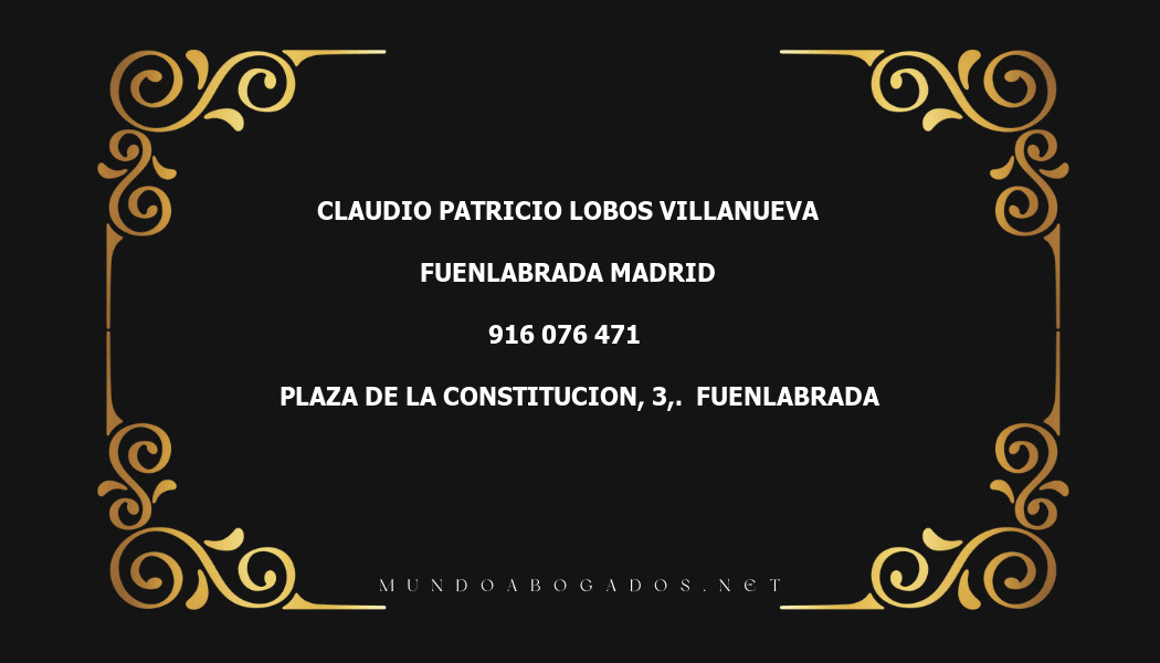 abogado Claudio Patricio Lobos Villanueva en la localidad de Fuenlabrada