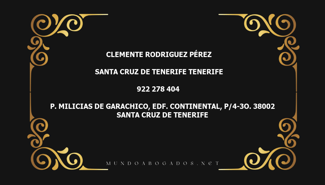 abogado Clemente Rodriguez Pérez en la localidad de Santa Cruz de Tenerife