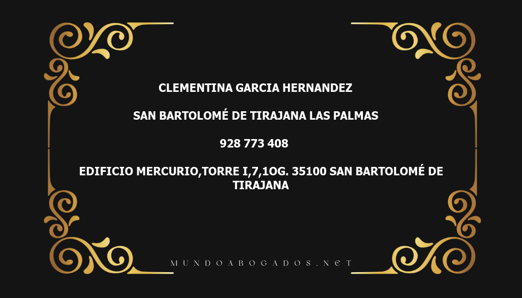 abogado Clementina Garcia Hernandez en la localidad de San Bartolomé de Tirajana