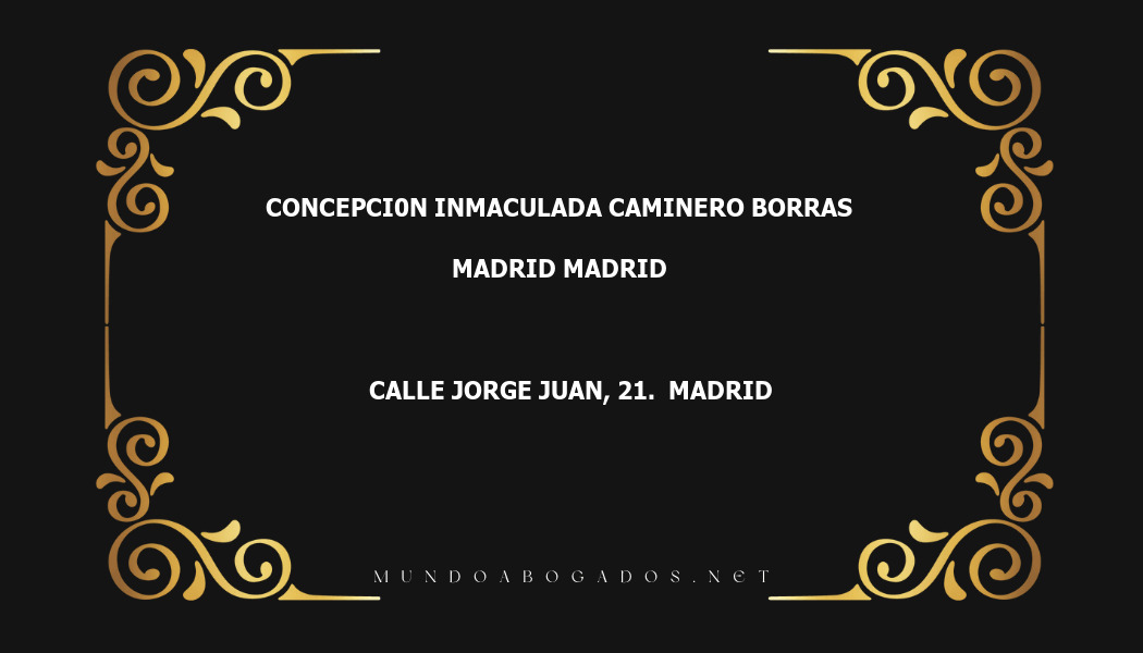 abogado Concepci0N Inmaculada Caminero Borras en la localidad de Madrid