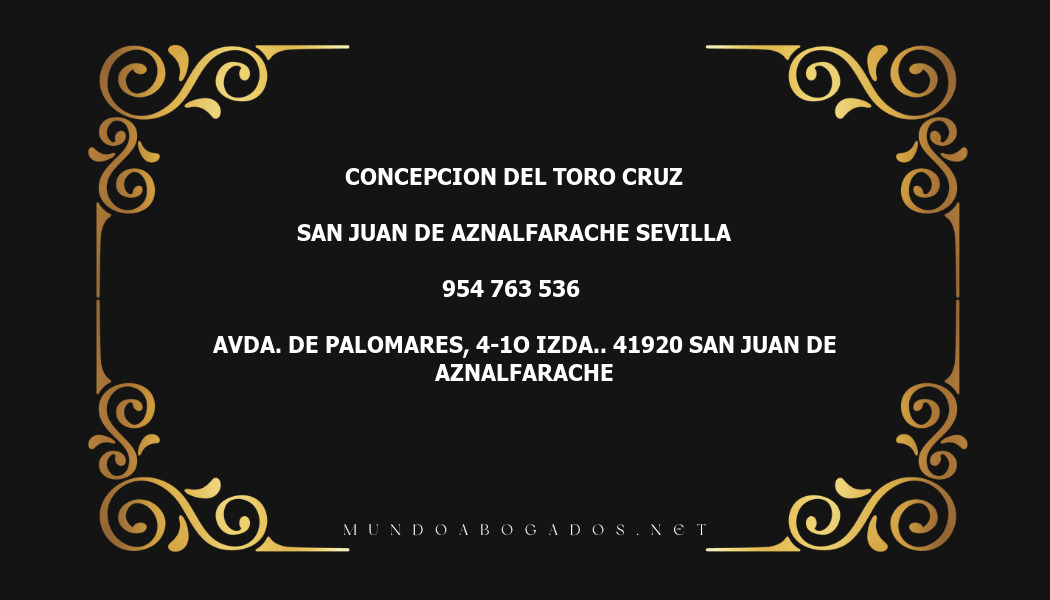 abogado Concepcion Del Toro Cruz en la localidad de San Juan de Aznalfarache