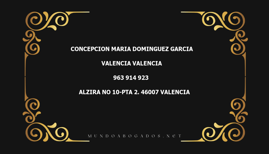 abogado Concepcion Maria Dominguez Garcia en la localidad de Valencia