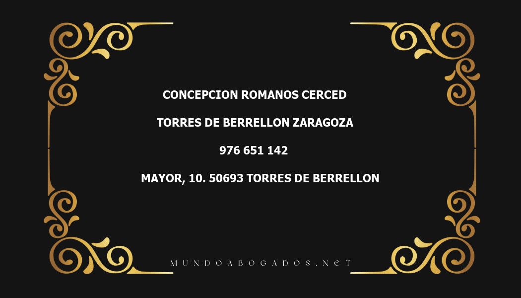 abogado Concepcion Romanos Cerced en la localidad de Torres de Berrellon