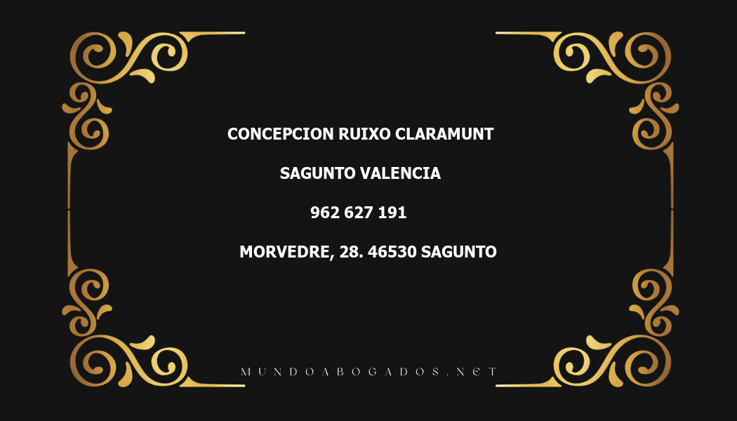 abogado Concepcion Ruixo Claramunt en la localidad de Sagunto