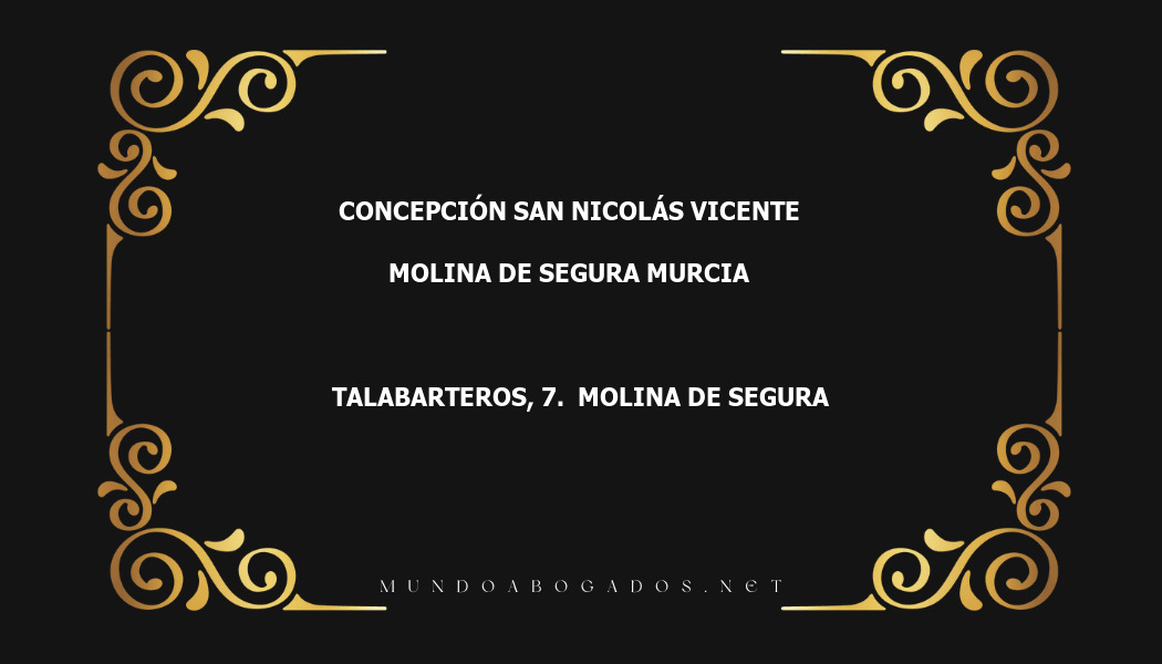 abogado Concepción San Nicolás Vicente en la localidad de Molina de Segura